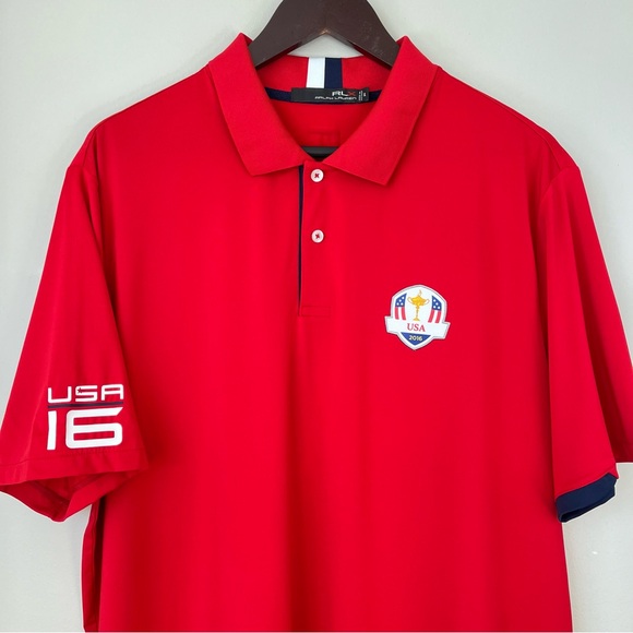 RLX Ralph Lauren Other - RLX Ralph Lauren Mens XL Red USA 2016 Ryder Cup Red Golf Shirt Performance Wear
